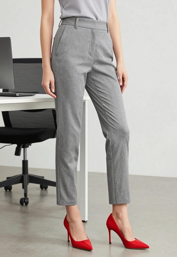 15 Grey Dress Pants Outfit Ideas For Polished Looks - 14. Color Pop Shoes 1