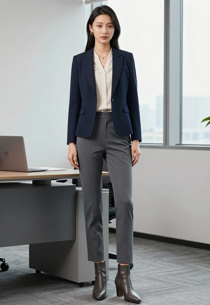 15 Grey Dress Pants Outfit Ideas For Polished Looks - 2. Stylish Blazer Ensemble 1