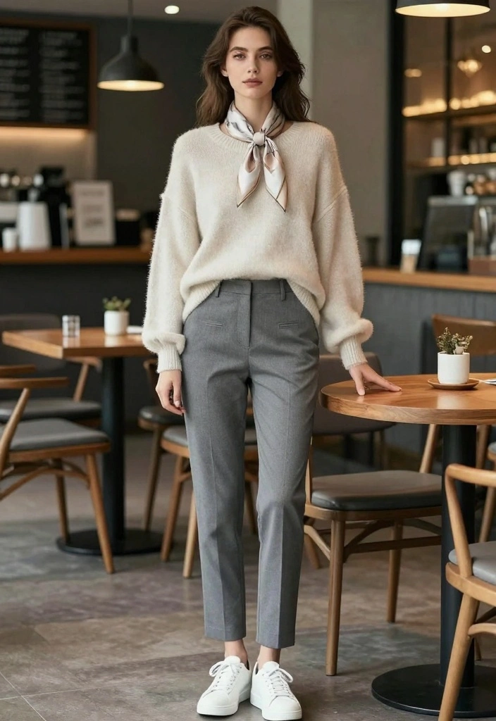 15 Grey Dress Pants Outfit Ideas For Polished Looks - 3. Casual Sweater Look 1