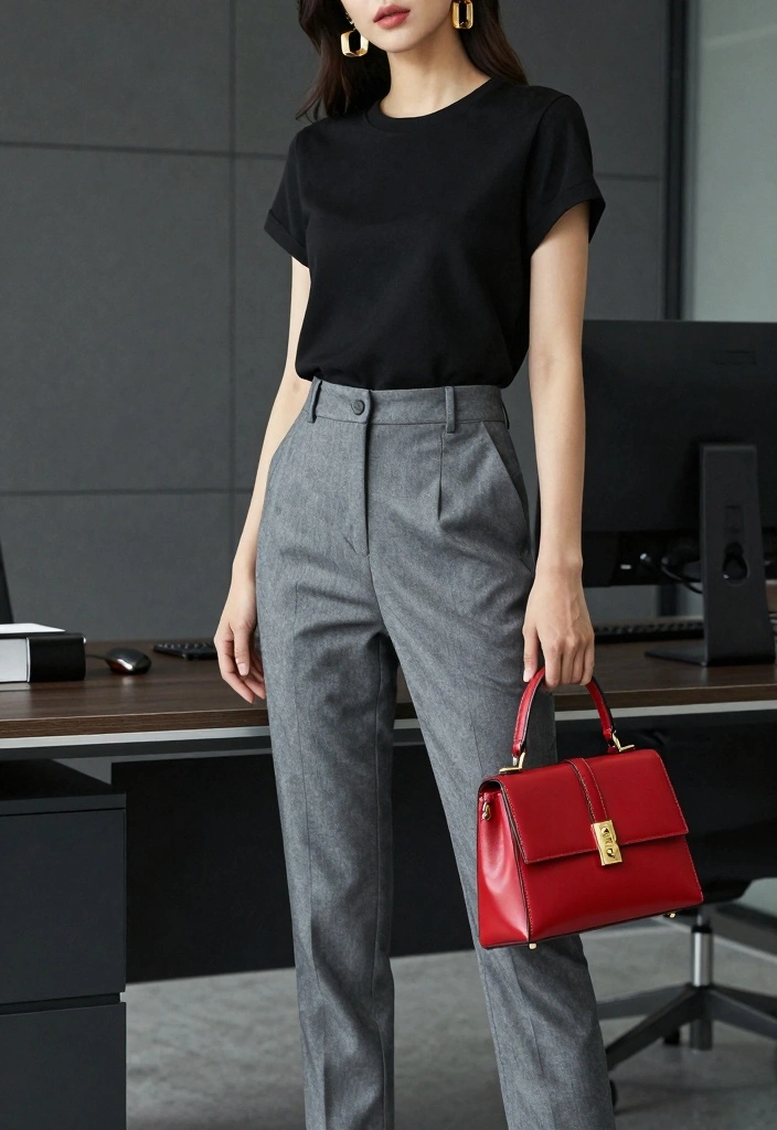 15 Grey Dress Pants Outfit Ideas For Polished Looks - 6. Statement Accessories 1