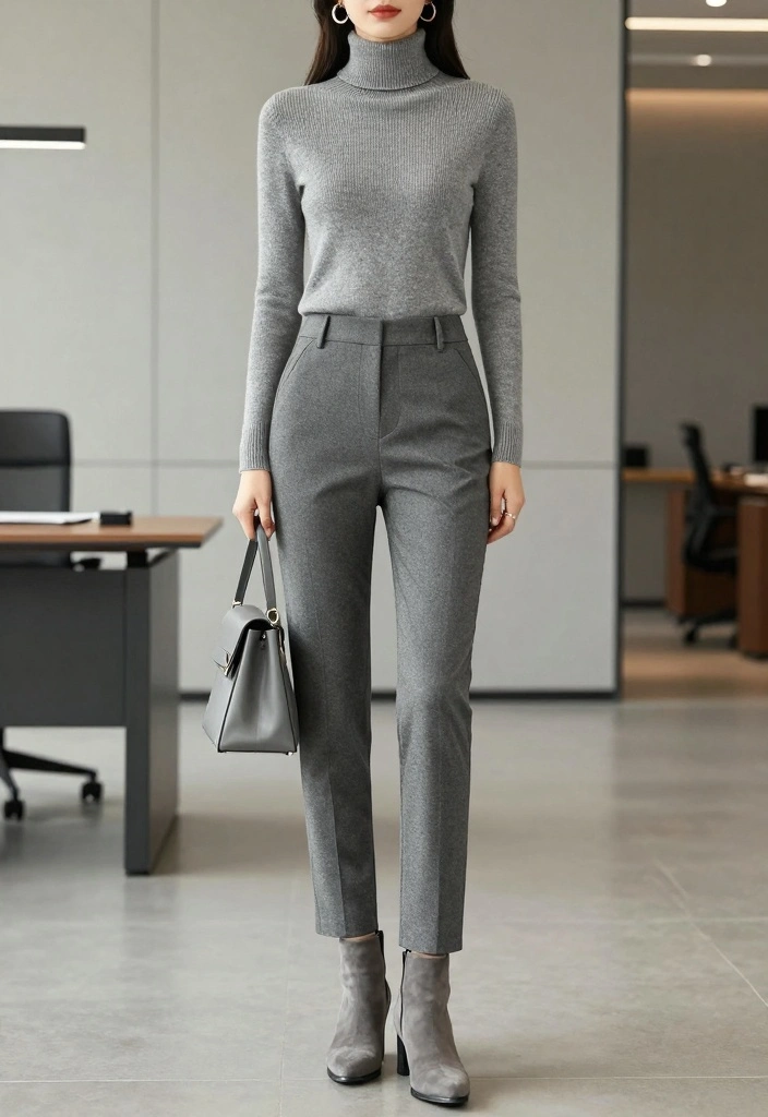 15 Grey Dress Pants Outfit Ideas For Polished Looks - 7. Monochrome Magic 1