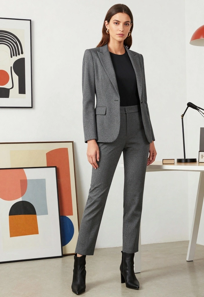 15 Grey Dress Pants Outfit Ideas For Polished Looks - 9. Chic Jumpsuit Layer 1