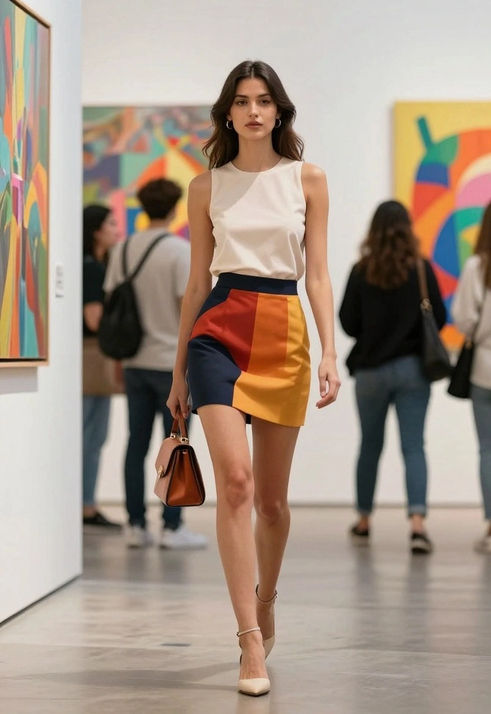 15 Iconic 2000s Mini Skirt Outfit Ideas To Copy - 14. Color Blocking Fun 1