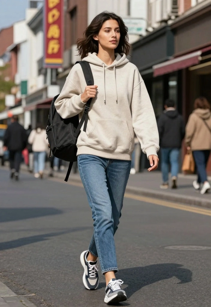 15 Indigo Jeans Outfit Ideas For Women - 7. Sporty Style with a Hoodie 1