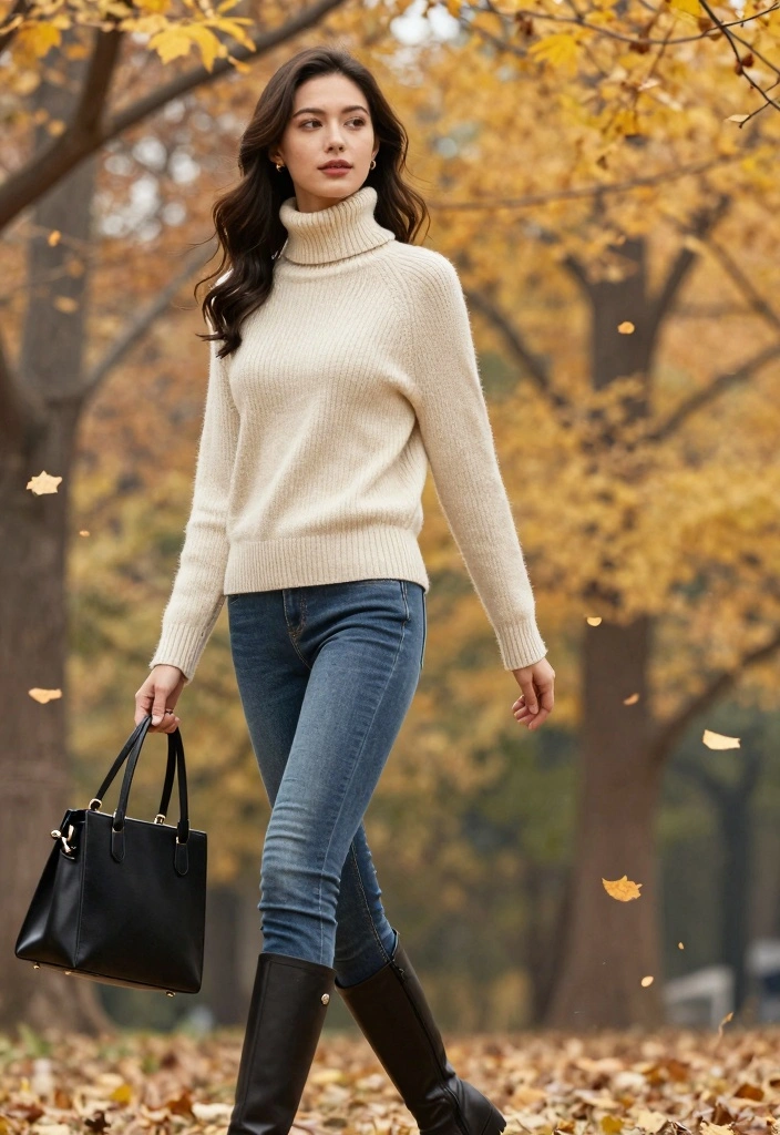15 Indigo Jeans Outfit Ideas For Women - 8. Dressy Casual with a Turtleneck Sweater 1