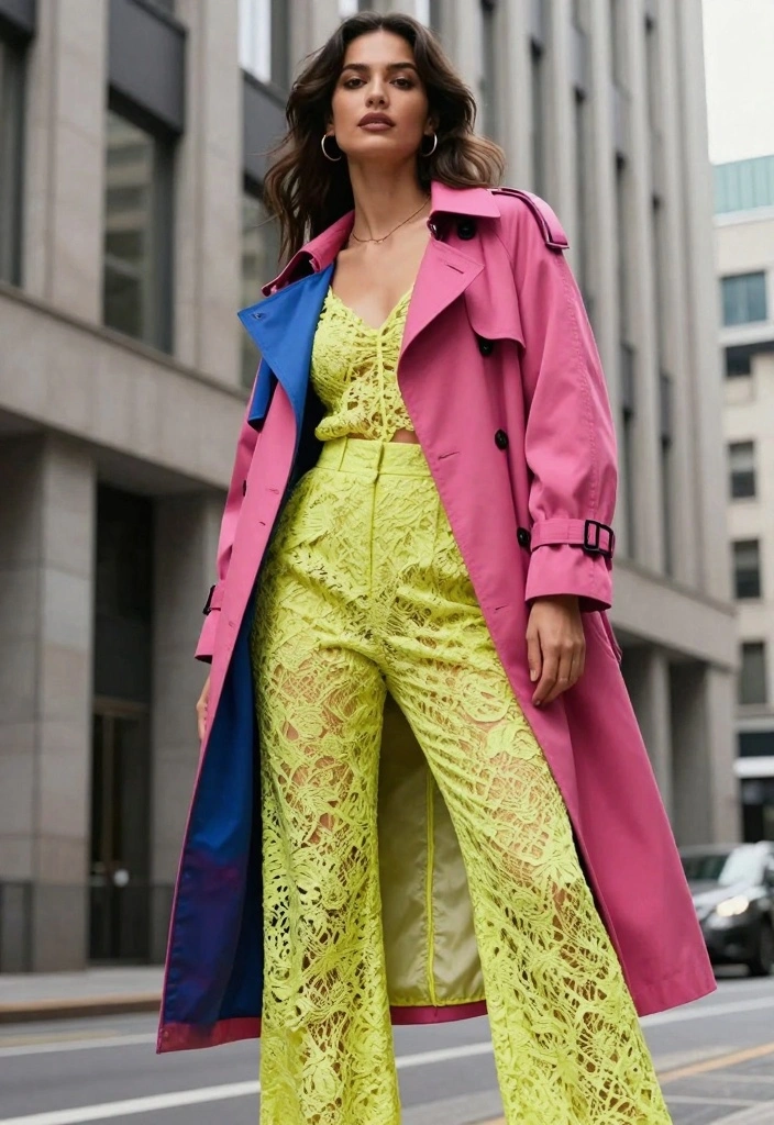 15 Lace Pants Outfit Ideas For Women: Embrace Bohemian Chic - 13. Statement Outerwear Layering 1