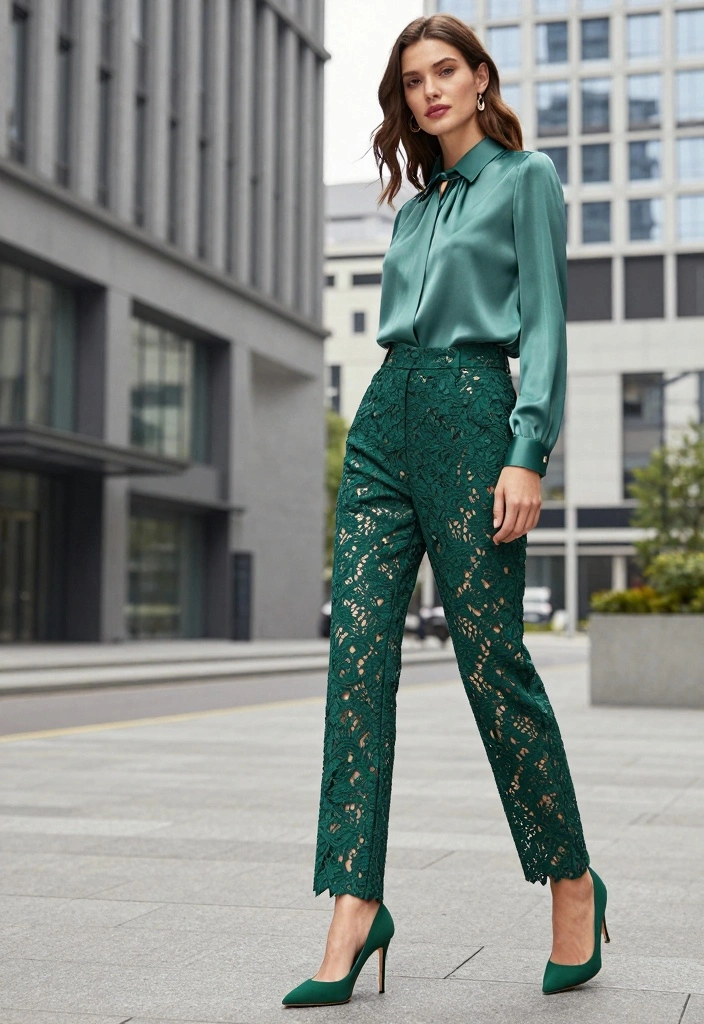15 Lace Pants Outfit Ideas For Women: Embrace Bohemian Chic - 7. Chic Monochrome Look 1