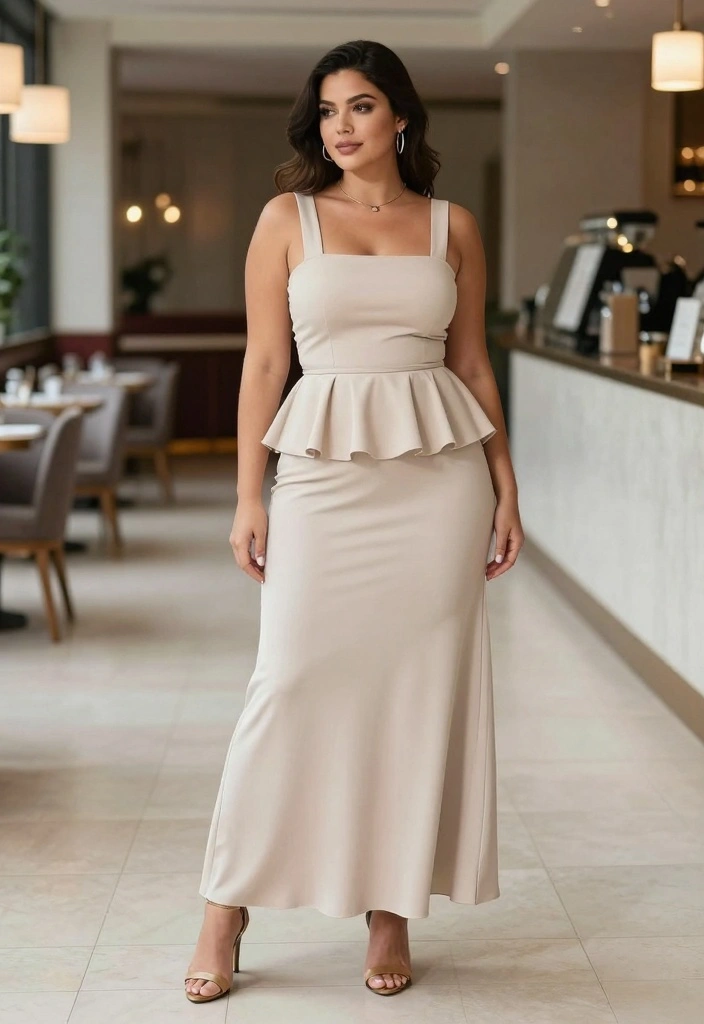 15 Maxi Skirt Outfit Ideas For Black Women - 11. Maxi Skirt with a Peplum Top 1