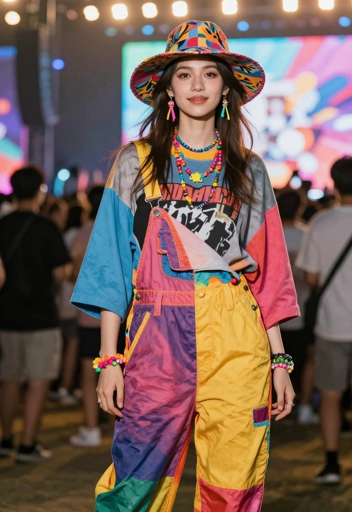 15 Melanie Martinez Concert Outfit Ideas For Women - 6. Colorful Overalls 1
