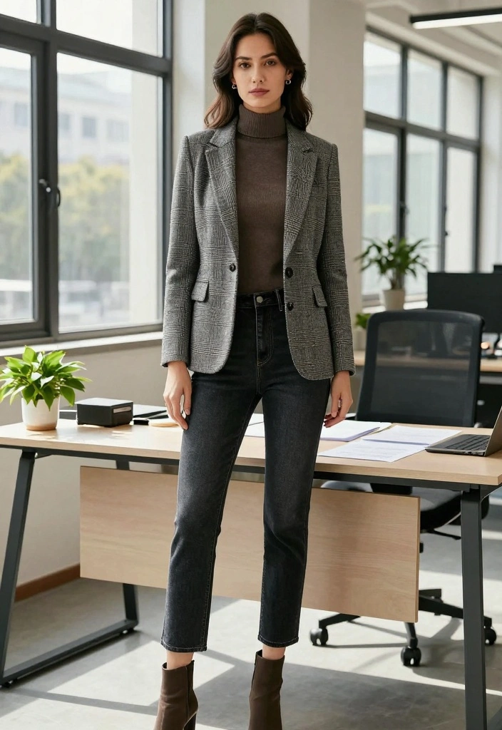 15 Mid Rise Jeans Outfit Ideas For Women - 2. Chic Office Attire 1
