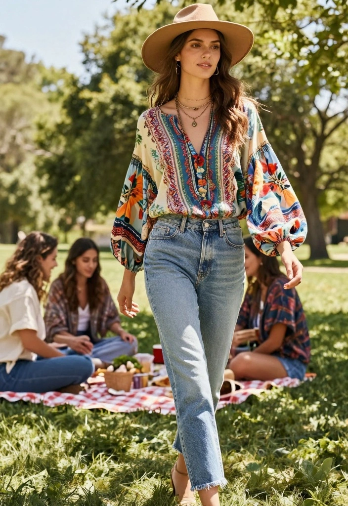 15 Mid Rise Jeans Outfit Ideas For Women - 3. Boho-Chic Vibes 1