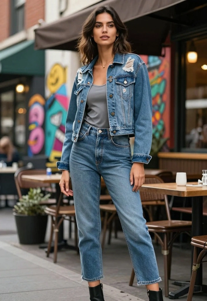 15 Mid Rise Jeans Outfit Ideas For Women - 5. Timeless Denim-on-Denim 1