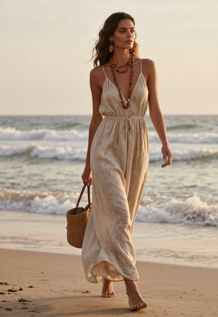 15 Overall Dress Outfit Ideas With Cute Styling - 12. Effortless Bohemian Overall Dress Style 1