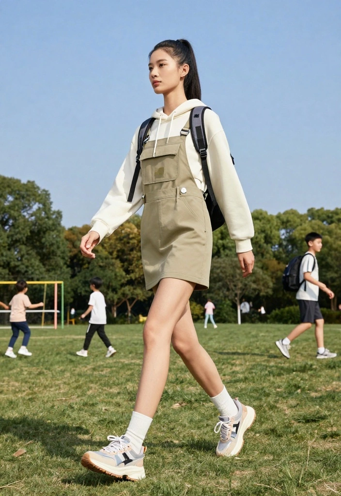 15 Overall Dress Outfit Ideas With Cute Styling - 9. Athleisure Style with Overall Dress 1