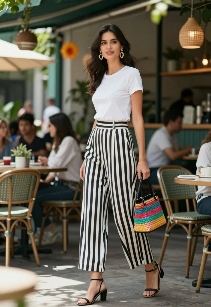 15 Stunning Sustainable Palazzo Pants Outfit Ideas For Women - 1. Effortlessly Chic with a White Tee 1