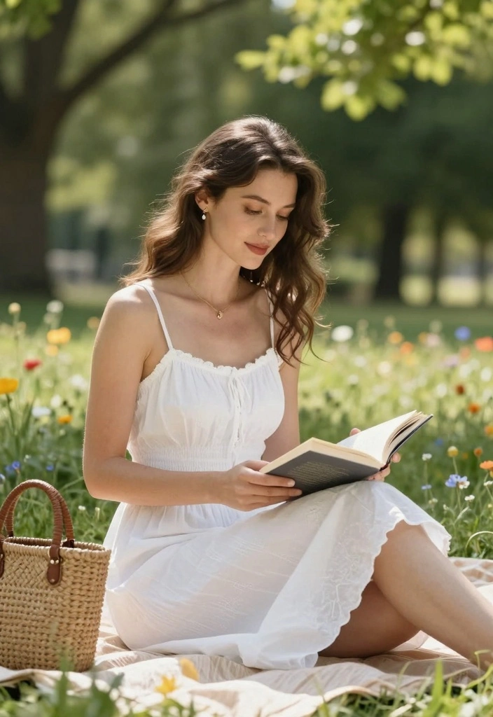 15 Sun Dress Outfit Ideas For Warm Weather - 4. Classic White Sundress with Woven Bag 1