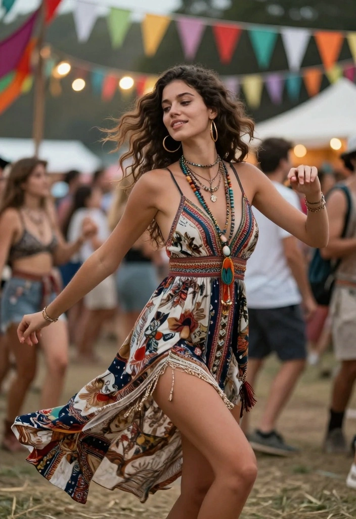 15 Sun Dress Outfit Ideas For Warm Weather - 5. Bohemian-Inspired Sundress with Layered Necklaces 1