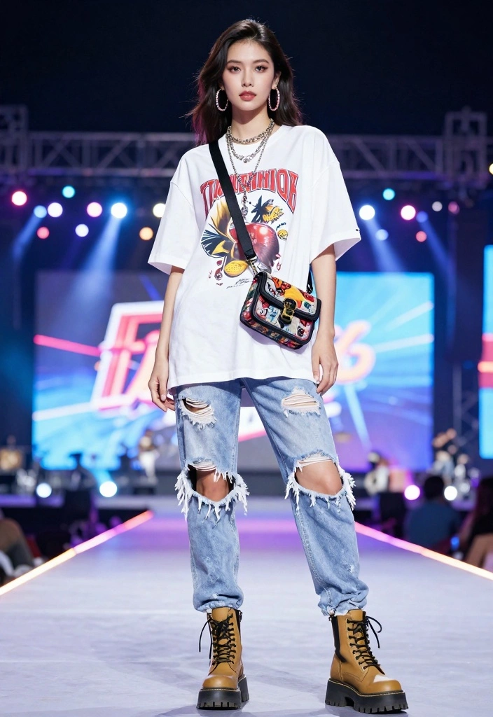 15 Twenty One Savage Concert Outfit Ideas For Women - 1. Edgy Oversized Tees and Ripped Jeans 1