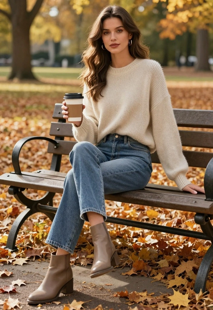 15 Women Jeans Outfit Ideas For Everyday Wear - 2. Oversized Sweater and High-Waisted Jeans 1