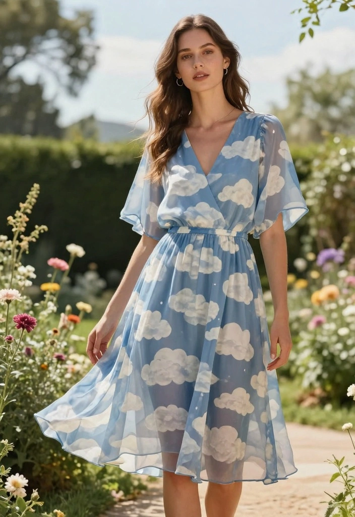 16 Angel Outfit Dress To Impress Ideas That Stand Out - 11. Floaty Dress with Cloud Motifs 1