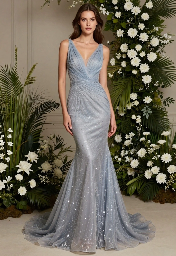 16 Angel Outfit Dress To Impress Ideas That Stand Out - 16. Elegant Mermaid Dress with Starry Accents 1