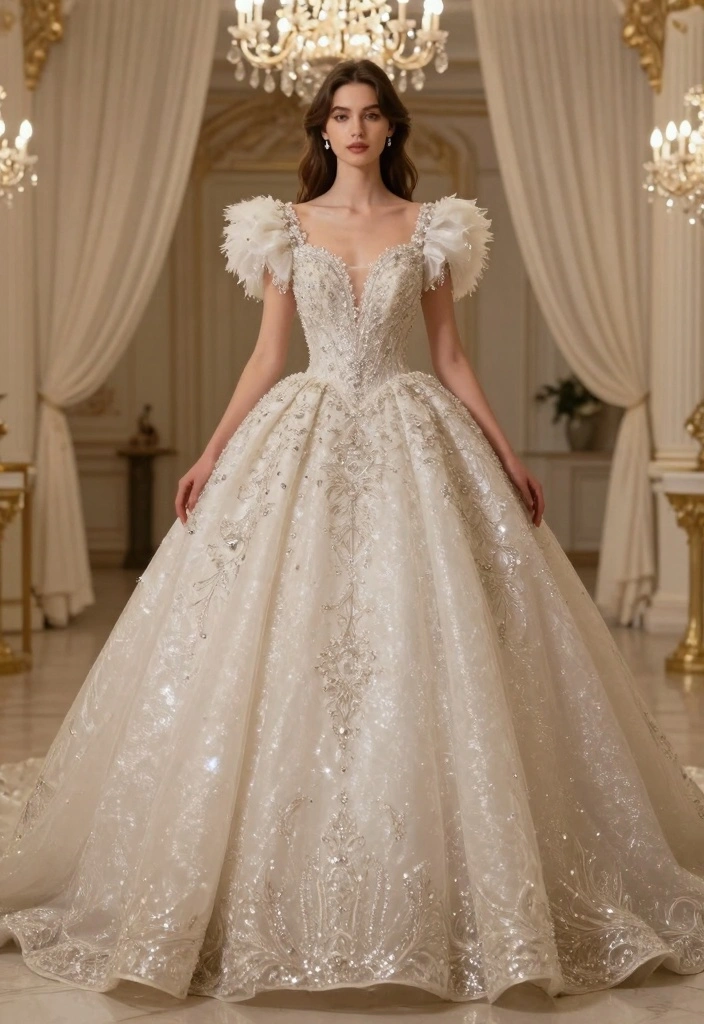 16 Angel Outfit Dress To Impress Ideas That Stand Out - 3. Angelic Ball Gown with Fluffy Sleeves 1