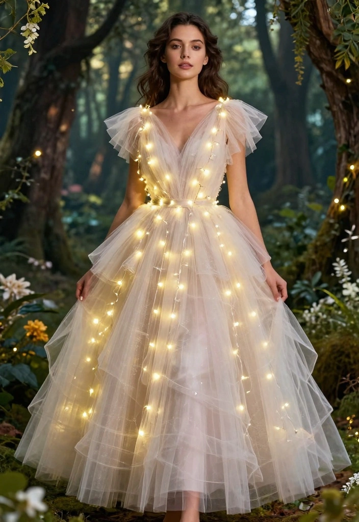 16 Angel Outfit Dress To Impress Ideas That Stand Out - 6. Dreamy Tulle Dress with Fairy Lights 1