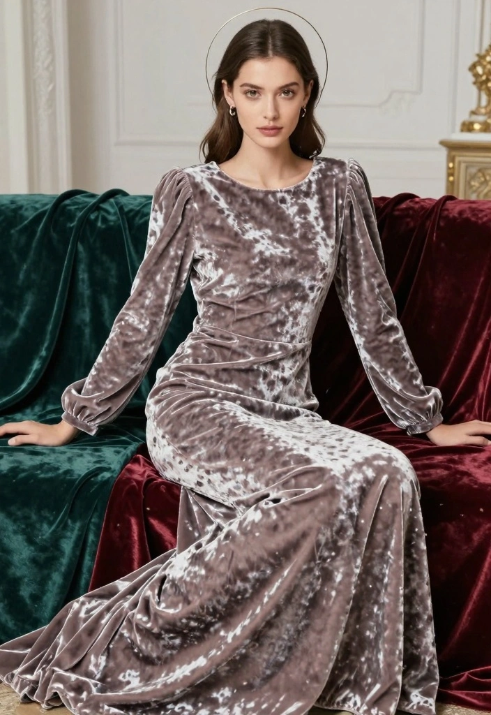 16 Angel Outfit Dress To Impress Ideas That Stand Out - 8. Velvet Dress with Halo Accent 1