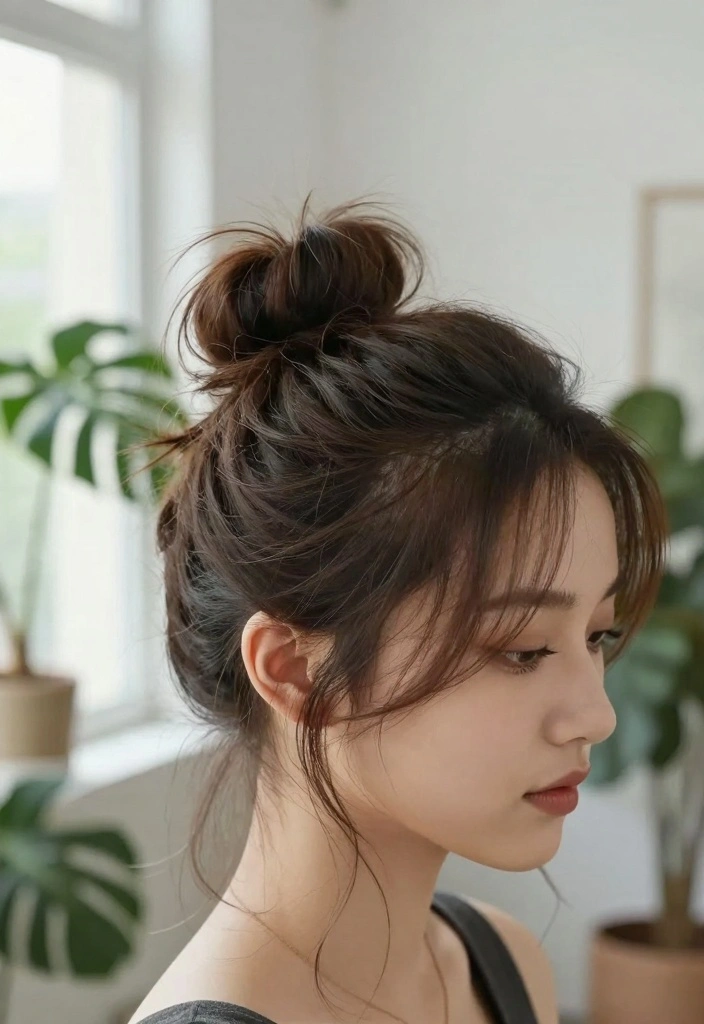 16 Back to School Hairstyles Ideas: Easy Cute Looks - 1. Effortless Messy Bun 1