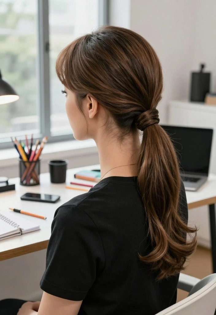16 Back to School Hairstyles Ideas: Easy Cute Looks - 4. Sleek Low Ponytail 1