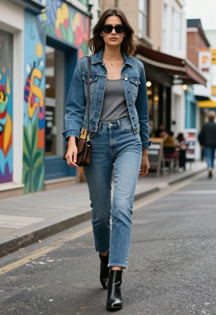 16 Baddie Boyfriend Jeans Outfit Ideas For Women - 3. Denim Jacket + Boyfriend Jeans 1