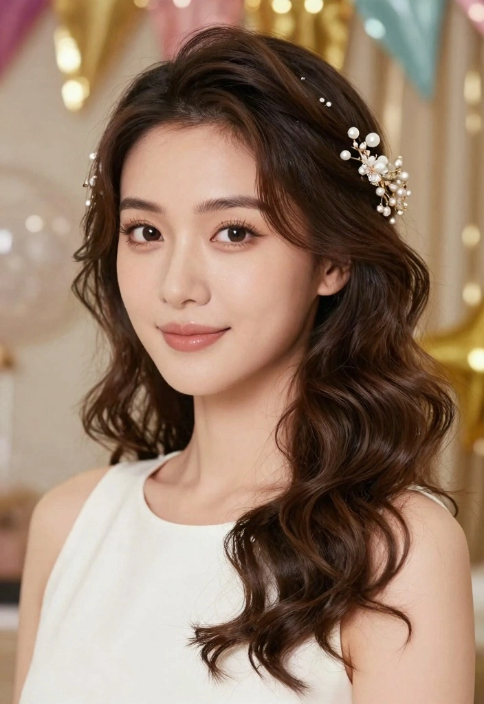 16 Birthday Hairstyles Ideas Party Ready Glam - 10. Luscious Locks with Hair Accessories 1