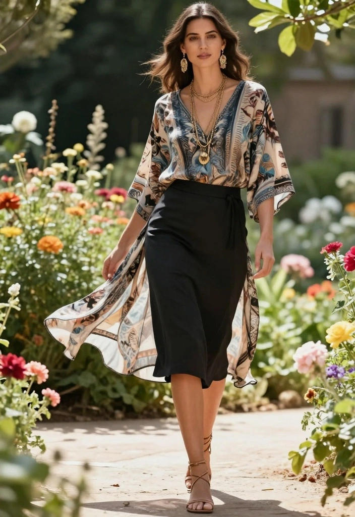 16 Black Midi Skirt Outfit Ideas That Look Effortless - 1. Boho-Chic with a Flowy Top 1