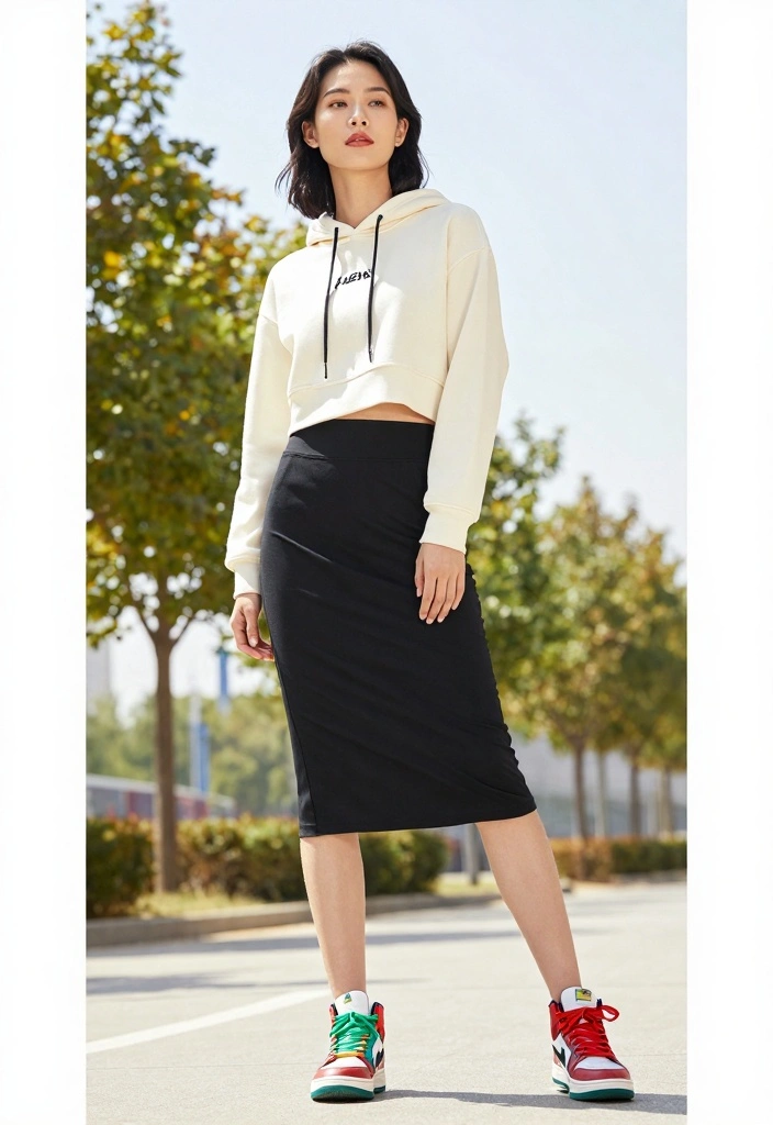 16 Black Midi Skirt Outfit Ideas That Look Effortless - 6. Sporty Chic with a Hoodie 1