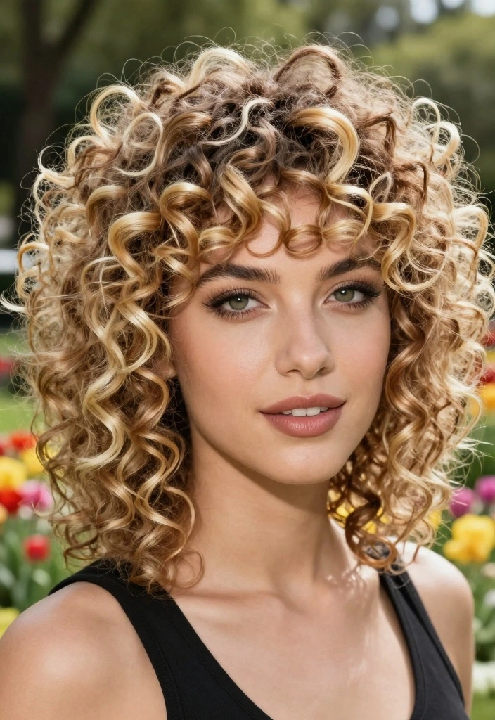 16 Blonde Layered Hair Ideas for Soft Movement - 2. Curly Shag with Blonde Highlights 1