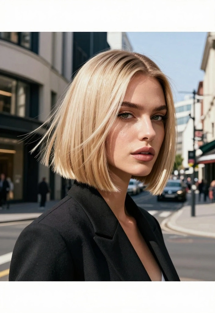 16 Blonde Layered Hair Ideas for Soft Movement - 3. Blunt Layered Bob 1