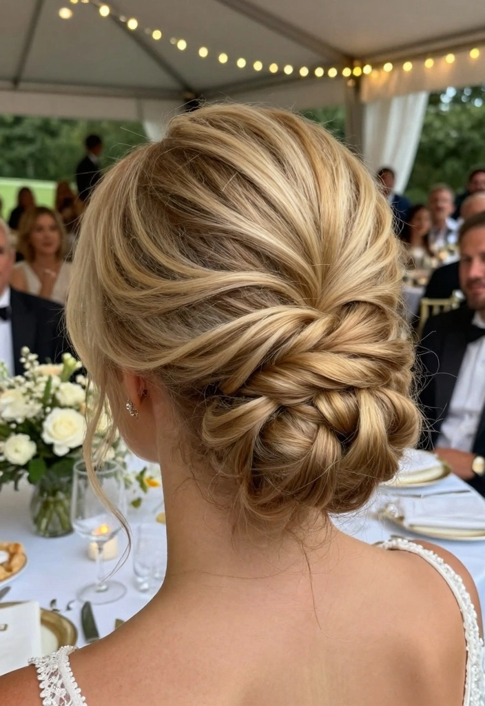 16 Blonde Layered Hair Ideas for Soft Movement - 9. Layered Updo 1