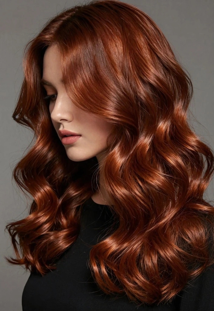 16 Brown Copper Hair Ideas: Warm Radiant Tones Perfect for Curly Textures - 15. Glossy Copper Curls with a Sleek Finish 1