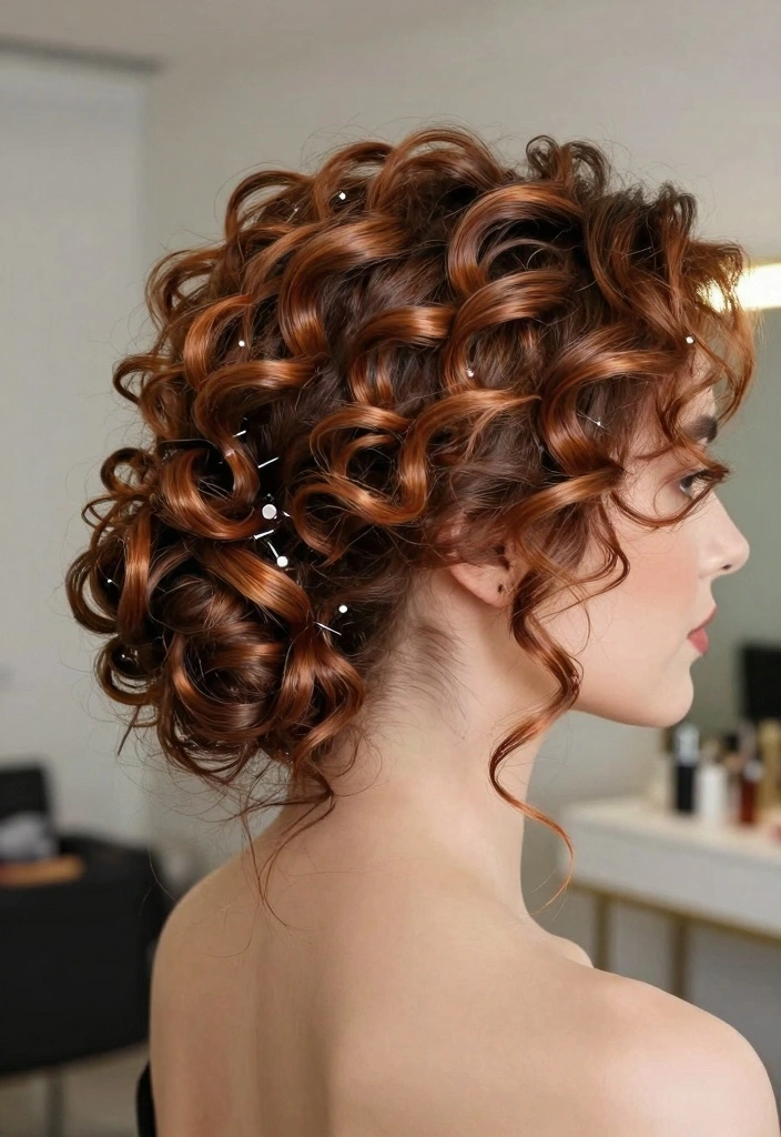 16 Brown Copper Hair Ideas: Warm Radiant Tones Perfect for Curly Textures - 5. Copper-Infused Curly Updo 1