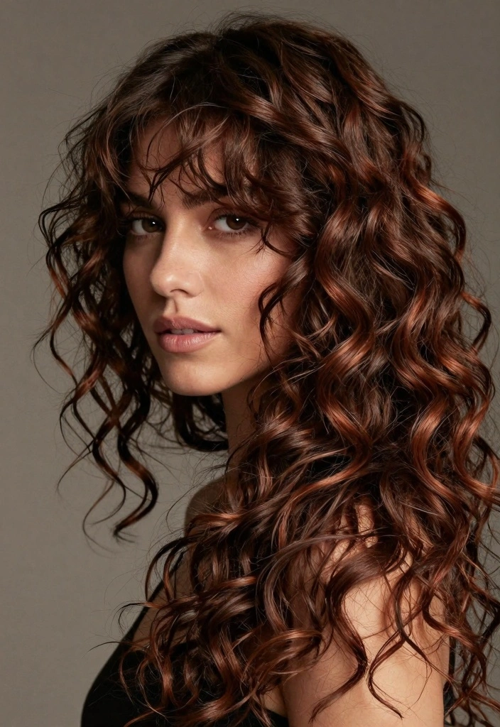 16 Brown Copper Hair Ideas: Warm Radiant Tones Perfect for Curly Textures - 7. Subtle Copper Lowlights with Defined Curls 1