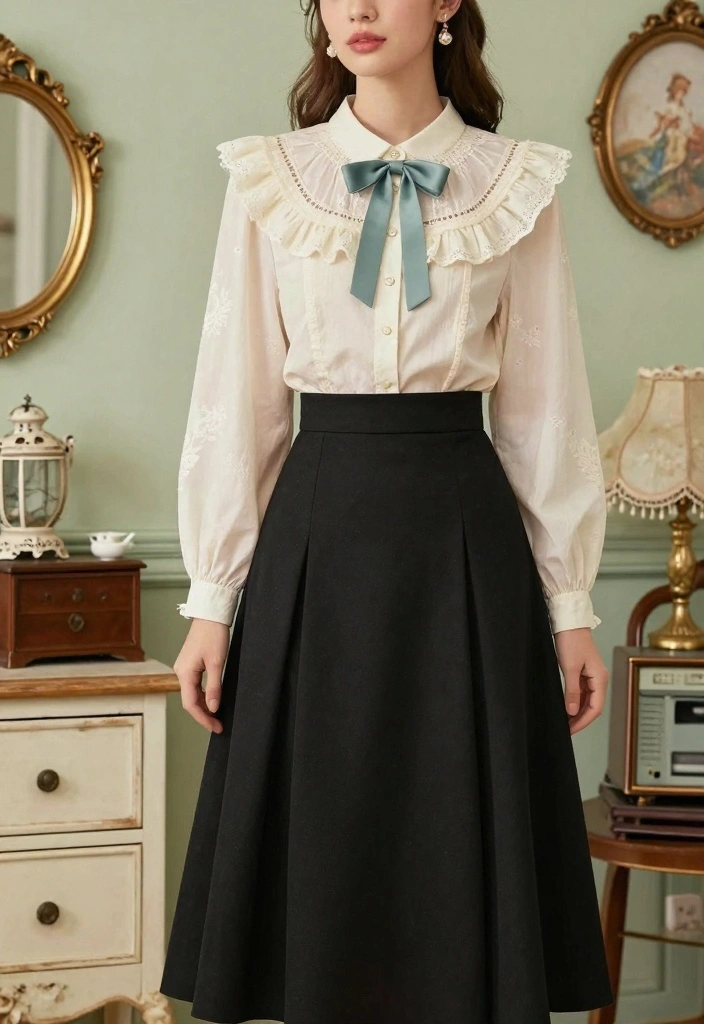 16 Casual Long Black Skirt Outfit Ideas You Will Love - 15. Vintage Charm 1