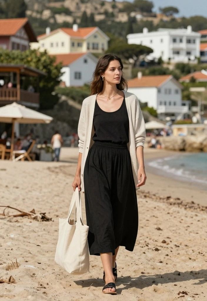16 Casual Long Black Skirt Outfit Ideas You Will Love - 9. Weekend Getaway 1