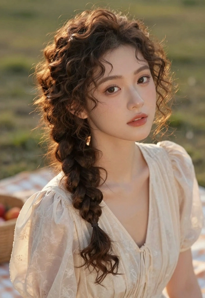 16 Curly Short Hair Ideas: Fresh Bouncy Looks - 15. Textured Curly Side Braid 1