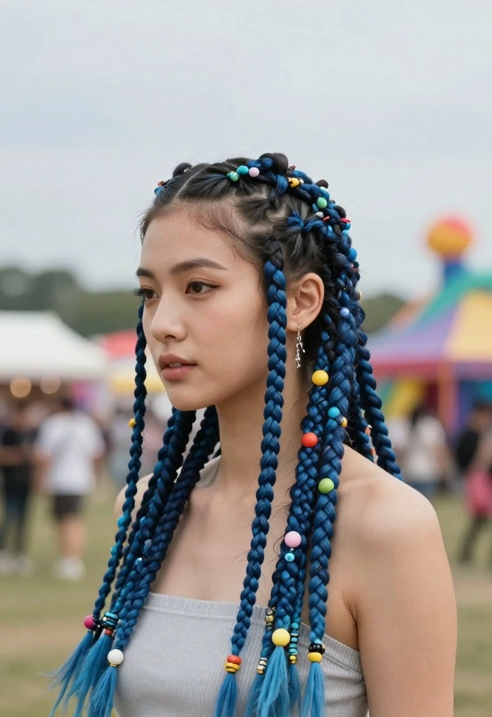 16 Dark Blue Hair Ideas for Moody Statement Looks - 6. Dark Blue Braids 1