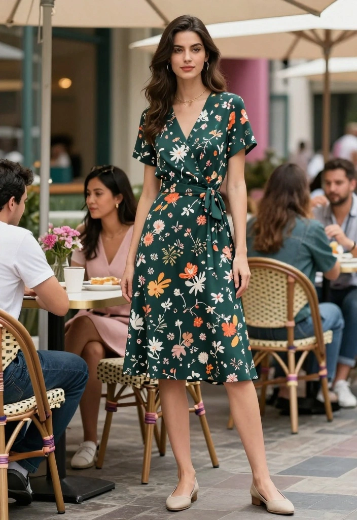 16 Dark Green Dress Outfit Ideas With Elegant Mood - 13. Playful Prints 1