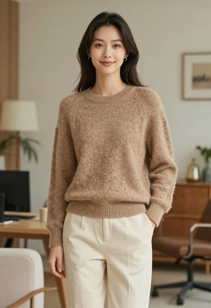 16 Formal Pants Outfit Ideas For Women - 15. Layering with Knitwear in Colder Months 1