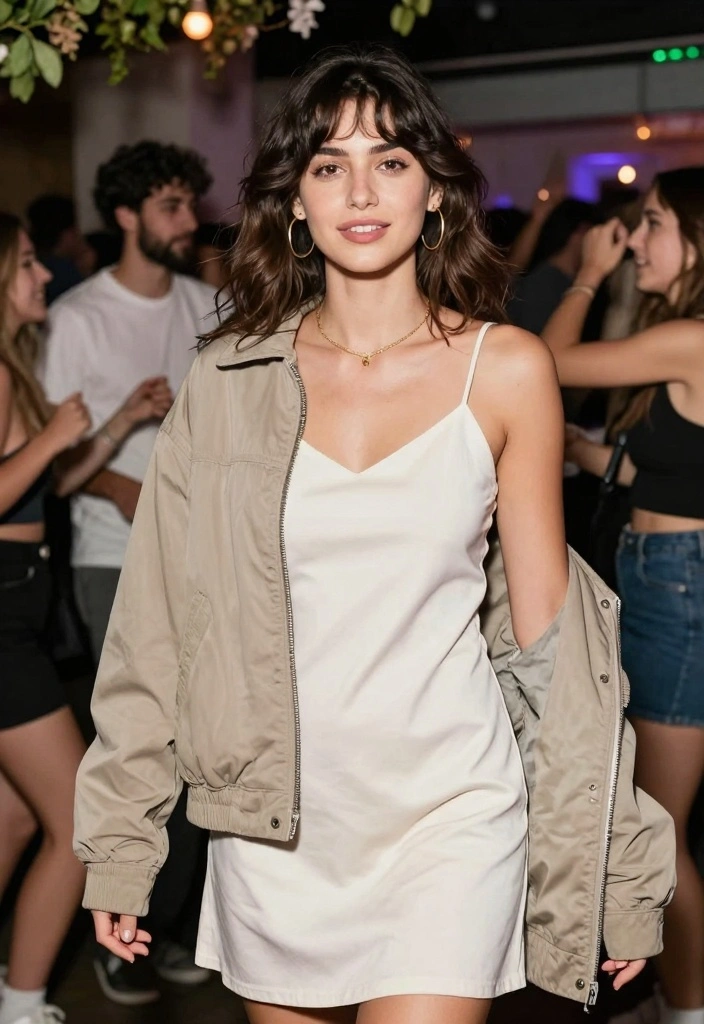 16 Freshers Party Western Outfit Ideas For Women - 10. Casual Slip Dress with Jacket 1