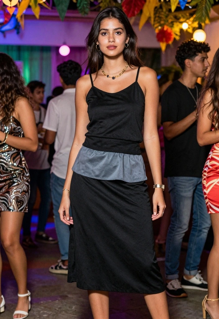 16 Freshers Party Western Outfit Ideas For Women - 11. Layered Tank and Midi Skirt 1