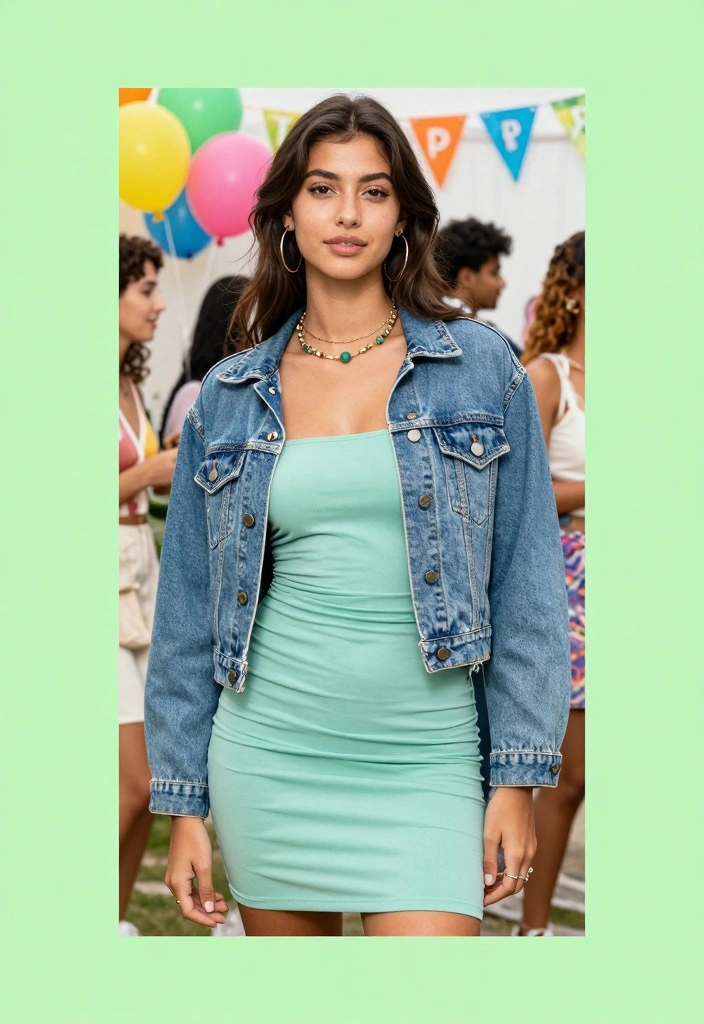 16 Freshers Party Western Outfit Ideas For Women - 2. Denim Jacket and Dress Combo 1