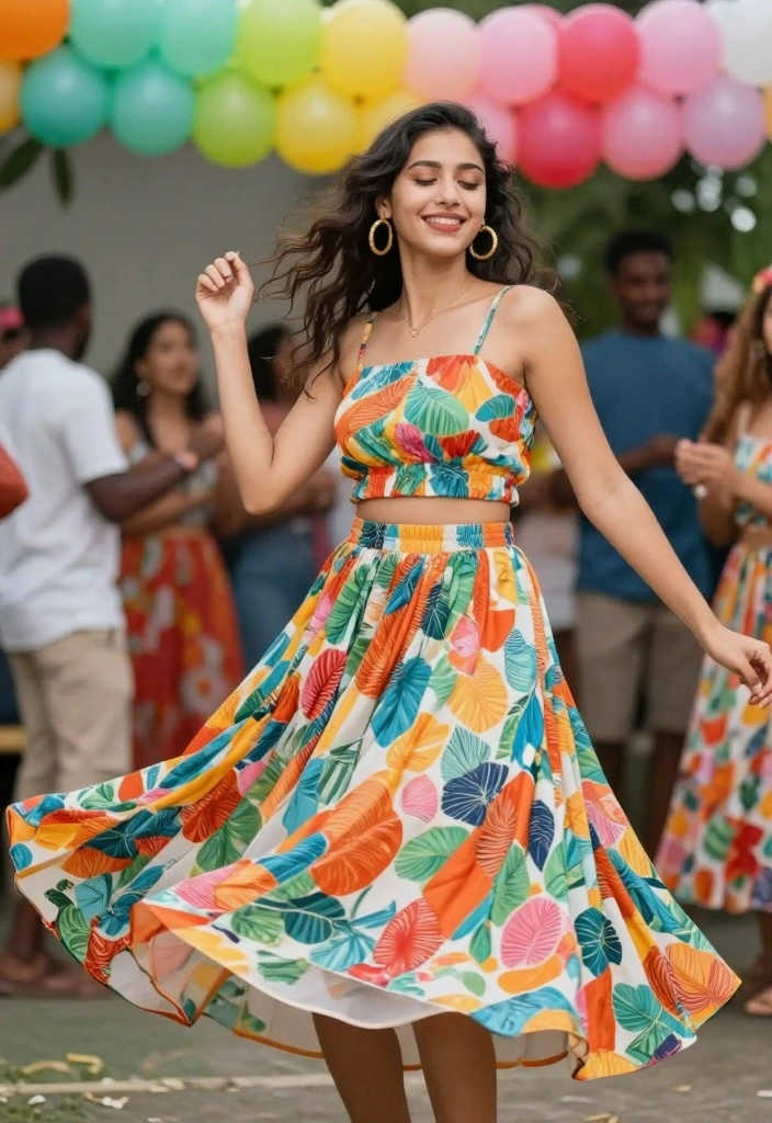 16 Freshers Party Western Outfit Ideas For Women - 4. Flowy Skirt and Crop Top 1